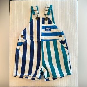 Vintage OshKosh Stripe Short Overalls 2T